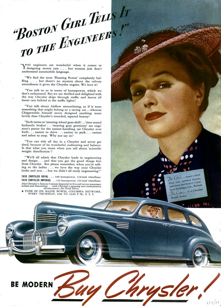 1939 Chrysler Auto Advertising